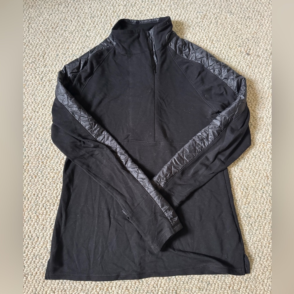 Athleta Mixed Media Black Quarter Zip Size Medium